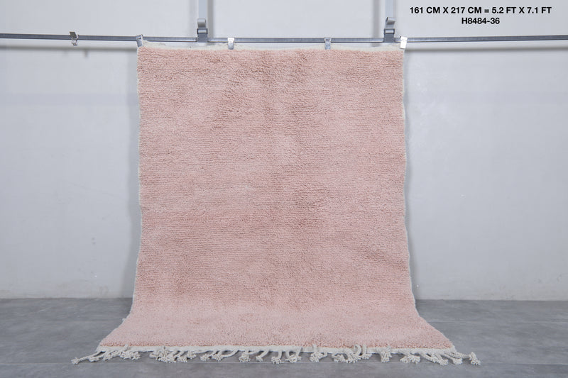 Moroccan Berber Rug - Handwoven 5.2 x 7.1 Feet | Soft Pink Wool Design