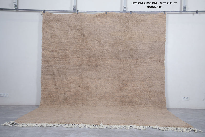 Taupe Moroccan Rug - 9 x 11 Feet | Handwoven Wool Area Rug