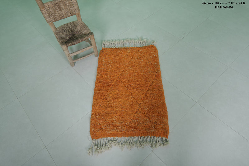 Orange Moroccan Rug - 2.1 x 3.4 ft | Vibrant Handcrafted Accent