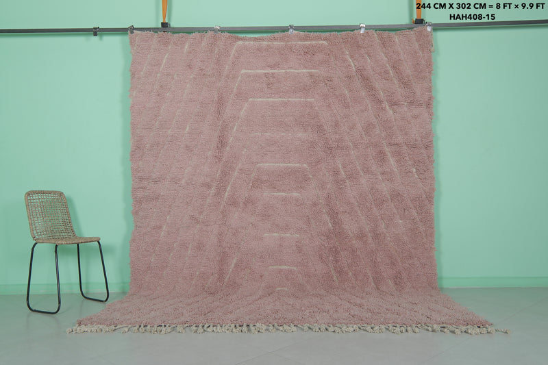 Pink Moroccan Rug - 8 x 9.9 Feet | Handwoven Elegance