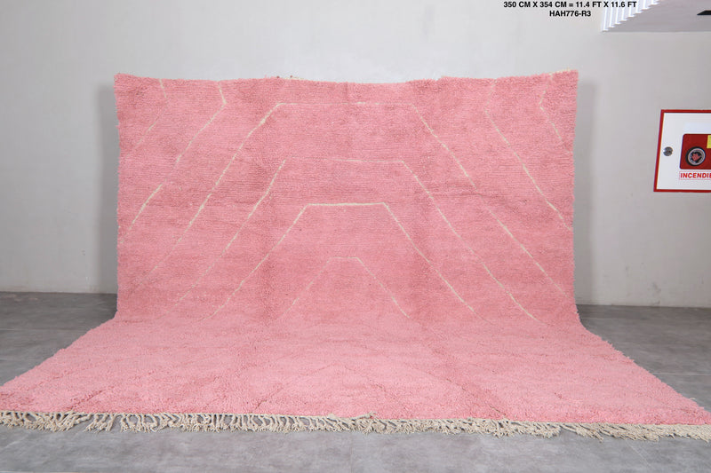 Pink Moroccan Rug - 11.4 x 11.6 ft | Handwoven Statement Piece