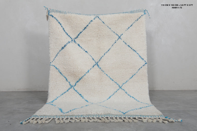 Handmade Azilal Rug – 3.6 x 5 ft | Blue Trellis Design