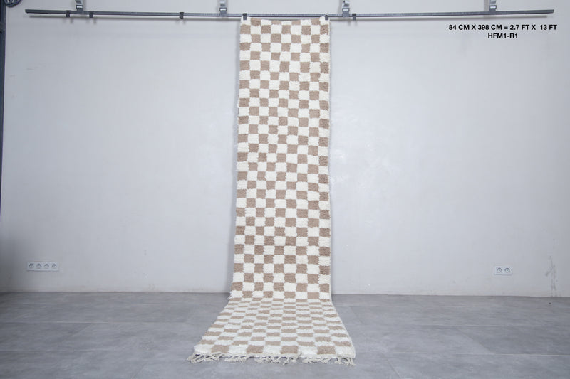 Moroccan Checkered Runner Rug - 2.7 x 13 Feet