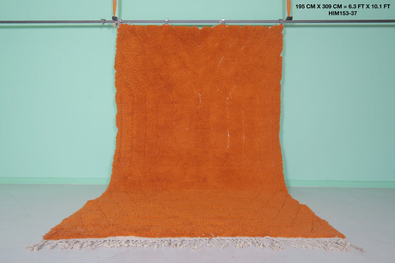 Orange Moroccan Rug - Handwoven Wool | 6.3 x 10.1 Feet