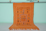 Orange moroccan handwoven kilim 5 FT X 7.6 FT