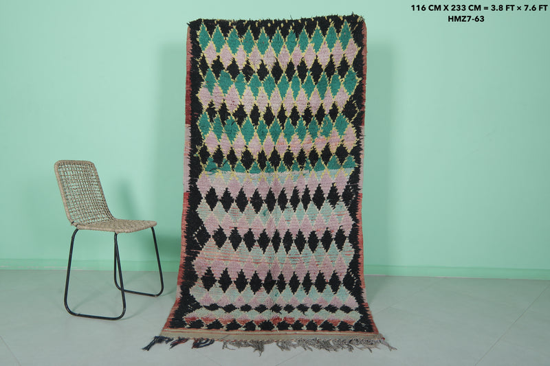 Vintage Runner Rug 3.8 x 7.6 ft | Bold Harlequin Design