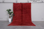 Moroccan Red Rug with Plush Texture - 5.7 x 9.3 Feet