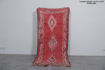 Vintage Moroccan Red Rug with Diamond Patterns - 3.6 x 7.8 Feet