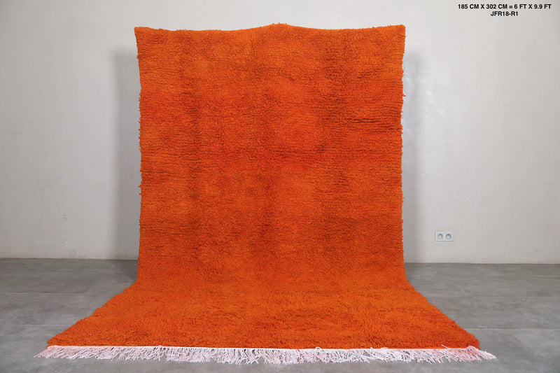 Orange Moroccan Rug - 6 x 9.9 ft | Handwoven Vibrant Accent