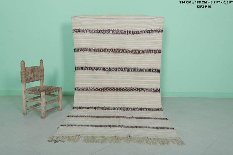 Berber Tribal Wedding Blanket Rug - 3.7 FT x 6.5 FT | Handwoven Moroccan Decor