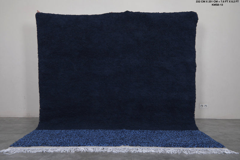 Blue Moroccan Rug - 7.6 x 8.2 Feet | Handcrafted Wool Carpet