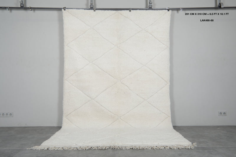 Off-White Beni Ourain Rug 6.5 X 10.1 FT Handmade Rug - 