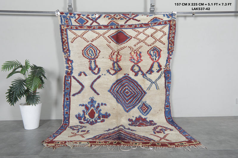 Moroccan Wool Rug - 5.1x7.3 ft | Artisan Handwoven