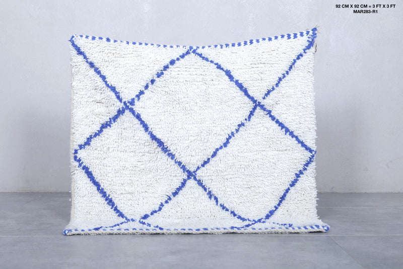 Diamond Moroccan Rug - Blue Accents | 3 x 3 Feet