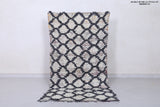 Moroccan Berber Rug 3.1 x 6.1 Feet - Handcrafted Black Geometric Design