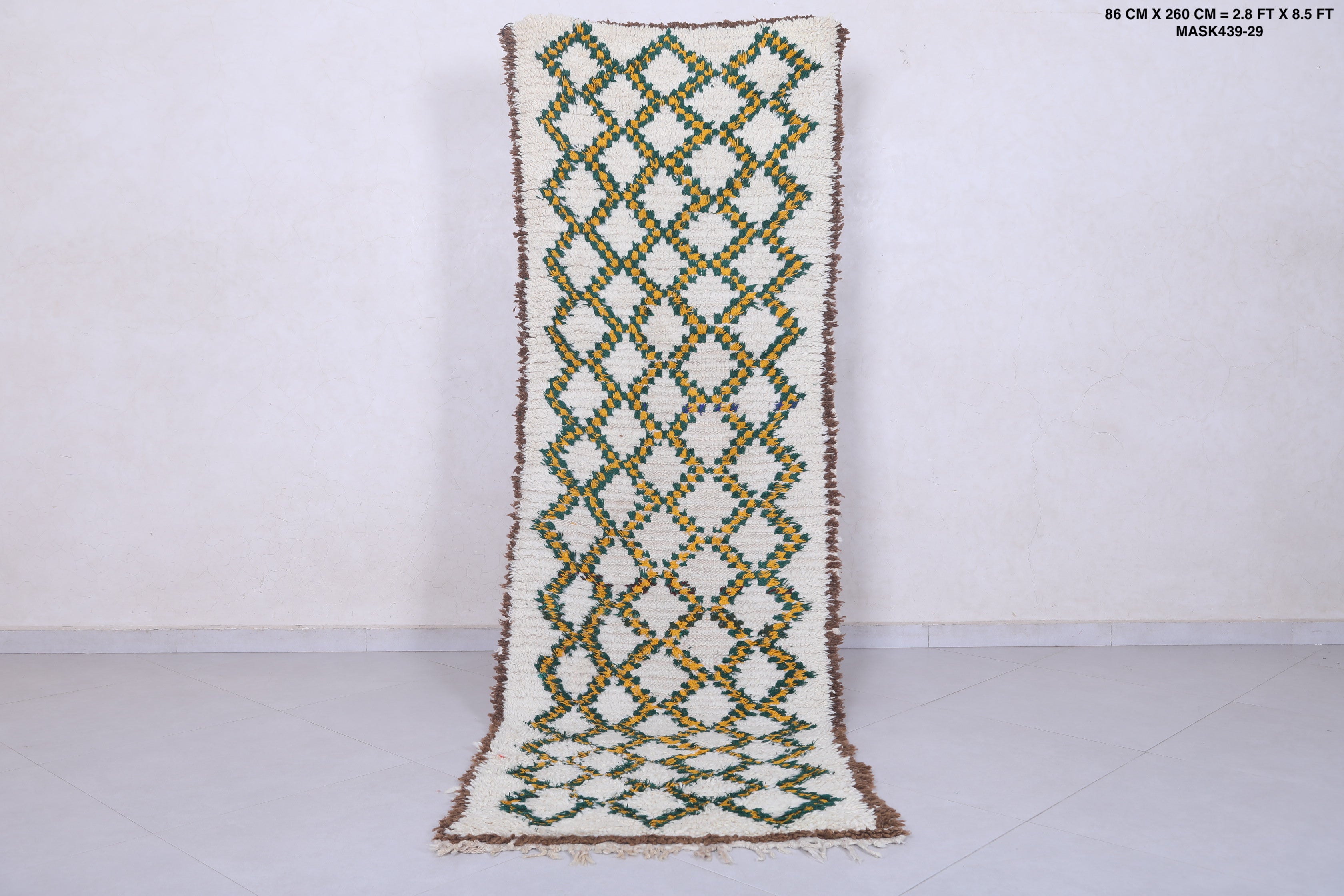 Moroccan berber rug 2.8 X 8.5 Feet Boucherouite Rugs