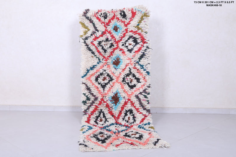 Moroccan berber rug 2.3 X 6.5 Feet - Boucherouite Rugs