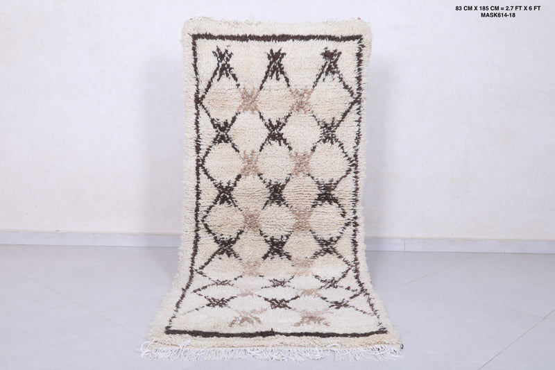 Moroccan berber rug 2.7 X 6 Feet - Boucherouite Rugs