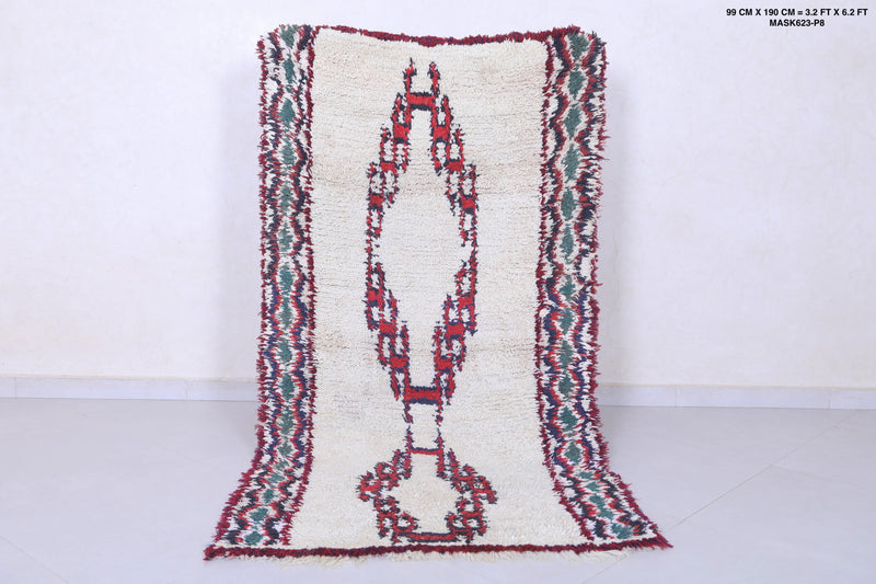 Moroccan Berber Rug - 3.2 x 6.2 ft Handwoven Vintage Design