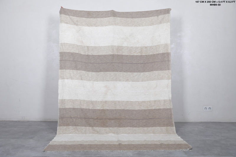 Moroccan Rug in Neutral Stripes - 5.4 x 8.2 ft | Handwoven Wool