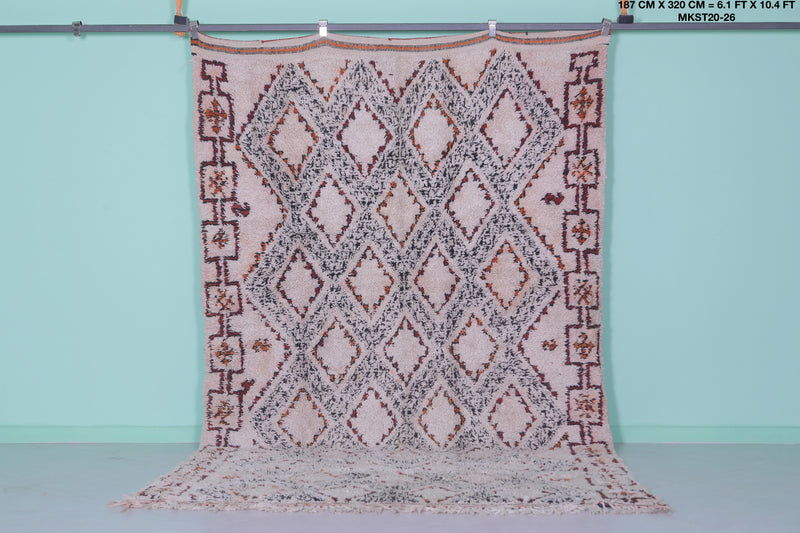 Vintage moroccan rug  6.1 FT X 10.4 FT - 