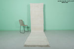 Elegant Moroccan Runner Rug - 2.8 x 12 ft | Minimalist White Design