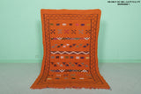 Handwoven Orange Moroccan Rug 3.2 x 5.1 ft | Geometric Berber Design