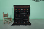 Black Moroccan Kilim Carpet 3.2 FT X 4.8 FT