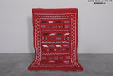 Red vintage handwoven kilim rug 3.1 FT X 5 FT