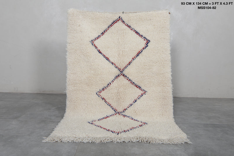 Handmade Berber Area Rug – 3 x 4.3 ft Multicolored Moroccan Carpet