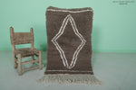 Small Moroccan Rug - 2.2 x 3.7 ft | Brown with Diamond Pattern