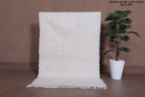 Small Moroccan Wool Rug - 3.2 x 4.8 FT | Handwoven Ivory Accent Rug