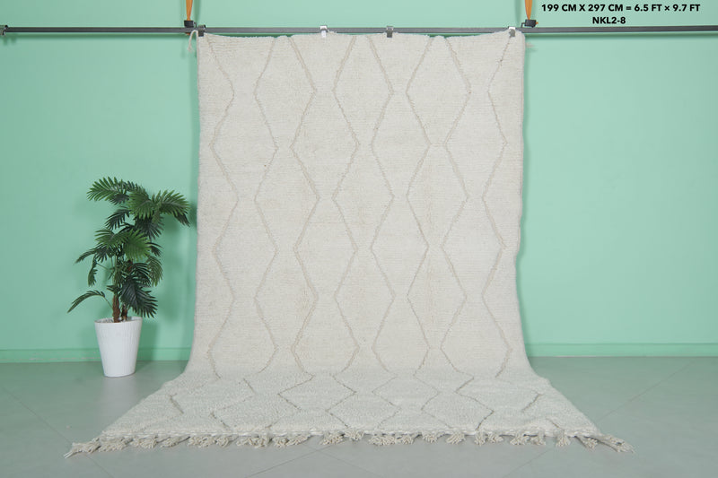 Elegant Moroccan Rug - 6.5 x 9.7 FT | Handwoven Wool Rug with Diamond Pattern - beni ourain rug