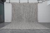 Large Moroccan Wool Rug - 11 x 14.3 FT | Handwoven Gray and Ivory Geometric Pattern - beni ourain rug