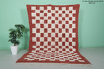 Moroccan Handmade Red Checkered Rug - 6.2 x 8.8 Feet