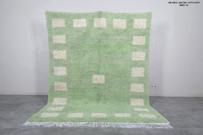 Green Moroccan Rug - 6 x 8 Feet | Handmade Berber Design