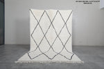 Classic Moroccan Rug - 5.4 x 8.3 ft | White with Black Diamond Pattern