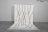 Modern Moroccan Rug - 5.3 x 8 ft | White with Abstract Black Lines