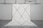 Elegant Moroccan Rug - 6.8 x 10 ft | White with Blue Diamond Pattern