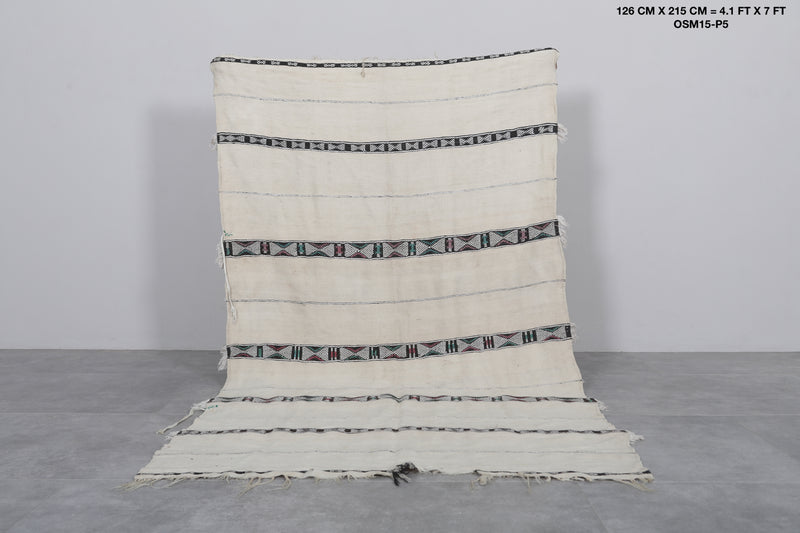 Berber Blanket Rug - Handwoven Rug 4.1 FT X 7 FT