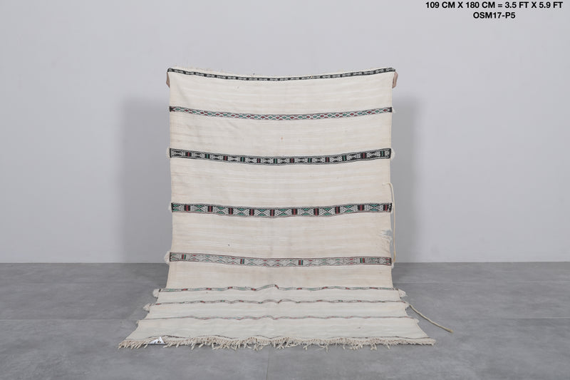 Berber Striped Rug Blanket - 3.5 FT X 5.9 FT Handwoven Beauty