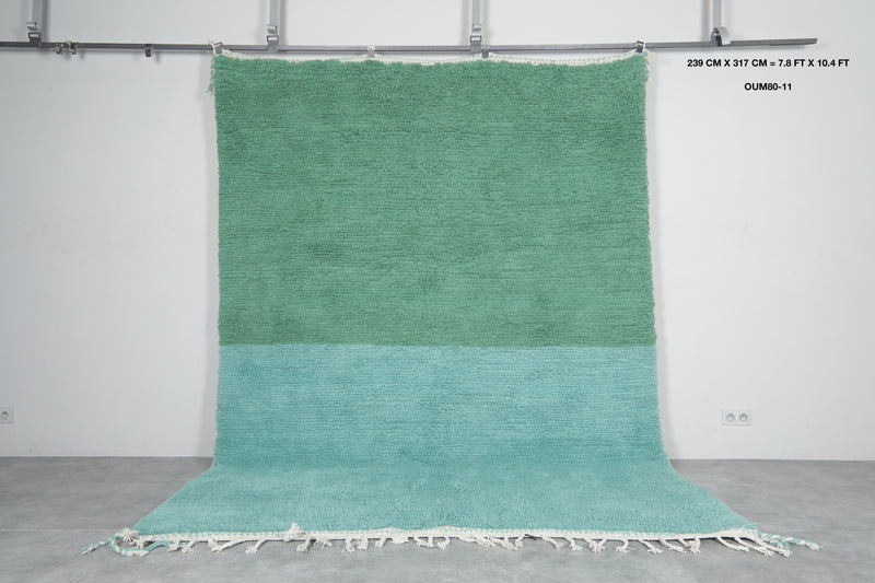 Soft Aqua Blue and Green Moroccan Rug 7.8 X 10.4 FT - 