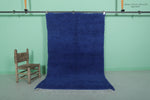 Blue Moroccan Rug - 4 x 6.2 Ft | Rounded Corner Design