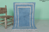 Moroccan Blue Rug - Handwoven 2 x 3 Feet | Soft Wool Accent Rug