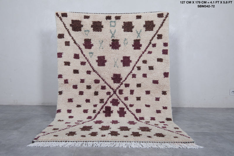 Moroccan Azilal Rug - Handwoven 4.1 x 5.8 Feet | Bohemian Wool Design