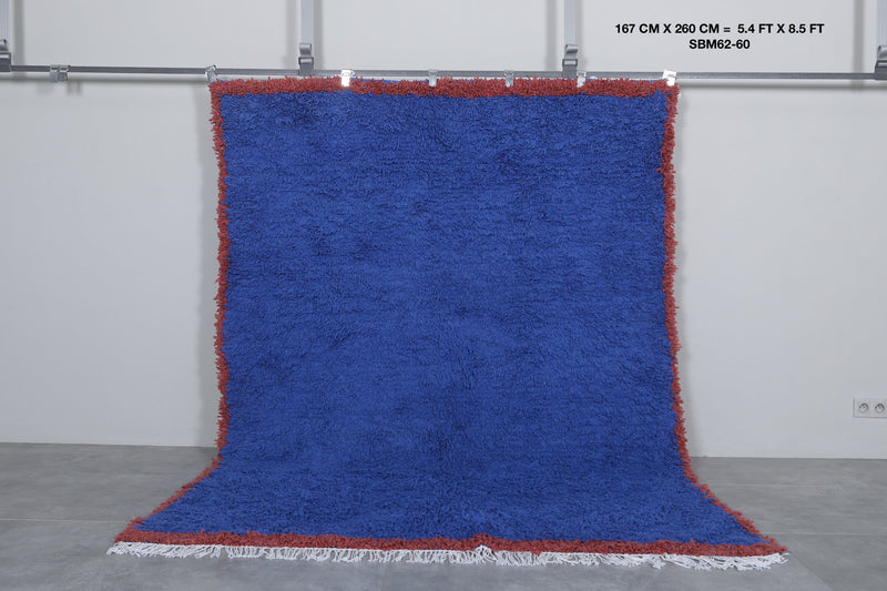 Blue Moroccan Rug - 5.4 x 8.5 Feet | Handmade Wool Carpet