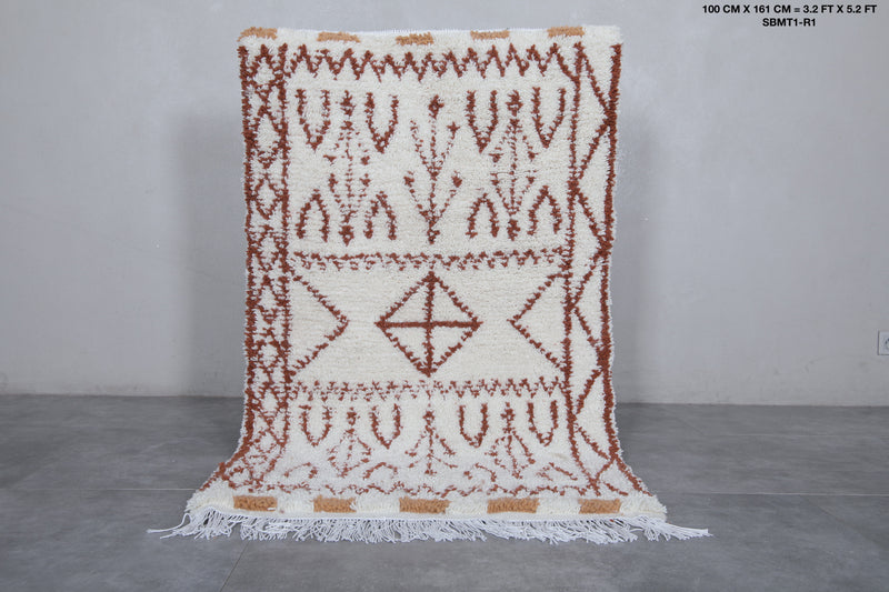 Moroccan Beni Ourain Rug - 3.2 x 5.2 Feet | Geometric Design