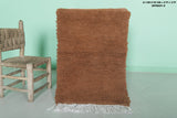 Moroccan Beni Ourain Rug - Handwoven 2 x 3 Feet | Luxurious Brown Wool