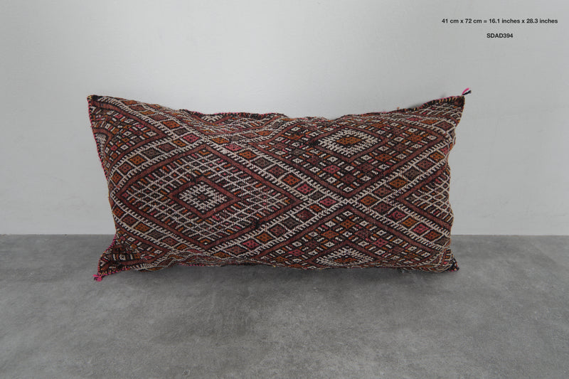 Handwoven Moroccan Lumbar Pillow - 16.1 x 28.3 Inches - kilim pillow