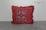 Handcrafted Moroccan Red Pillow | 14.1x16.1 Inches Embroidered Bird Design